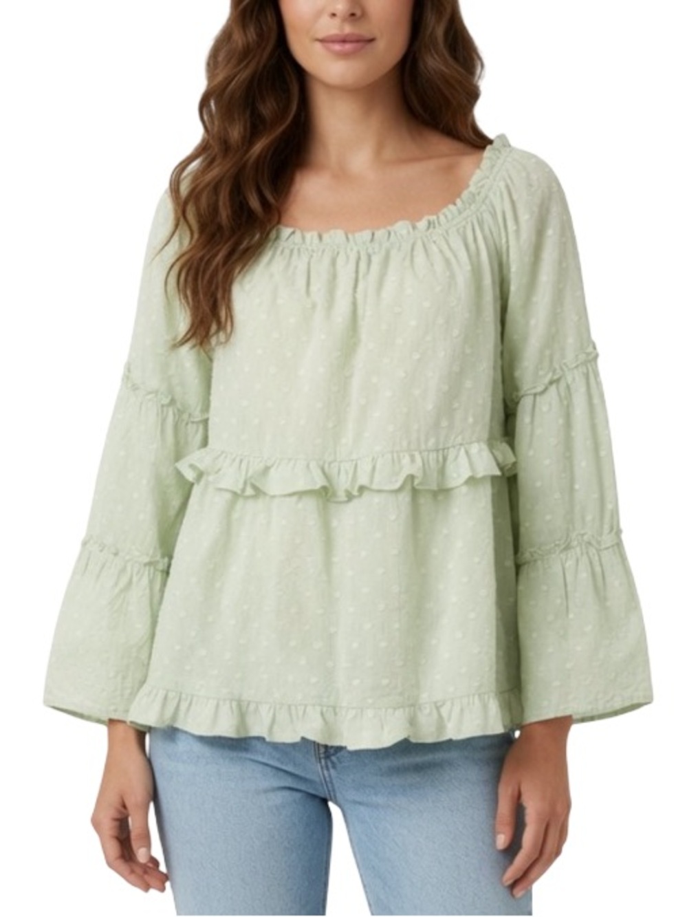 Madison Garrison Ruffle Polka Dot Top